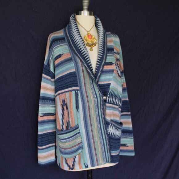 RALPH LAUREN POLO wrap serape blanket Aztec southwestern Cardigan Sweater RRL M - Picture 6 of 10